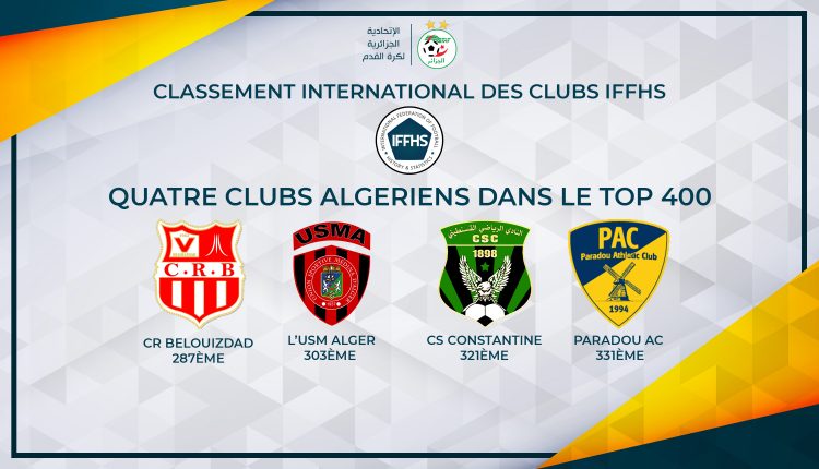 CLASSEMENT INTERNATIONAL DES CLUBS IFFHS:  QUATRE CLUBS ALGERIENS DANS LE TOP 400